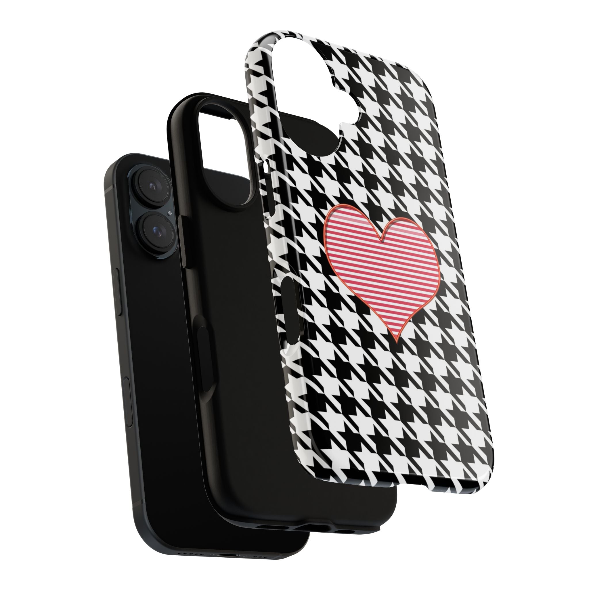 iPhone Case Tough Cases - Houndstooth #101 Pink Heart