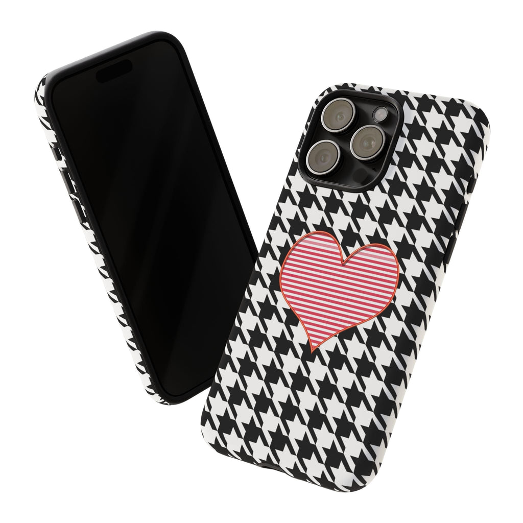 iPhone Case Tough Cases - Houndstooth #101 Pink Heart