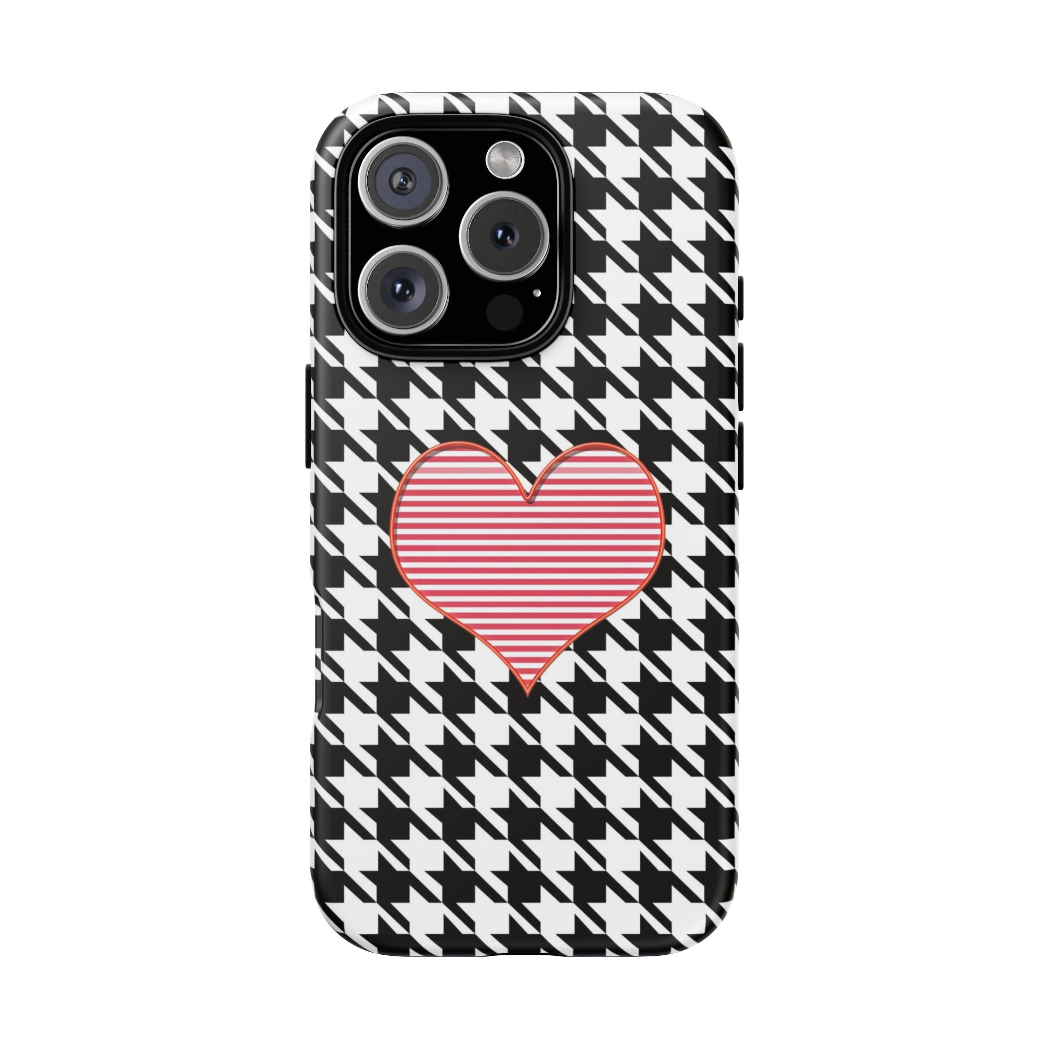 iPhone Case Tough Cases - Houndstooth #101 Pink Heart