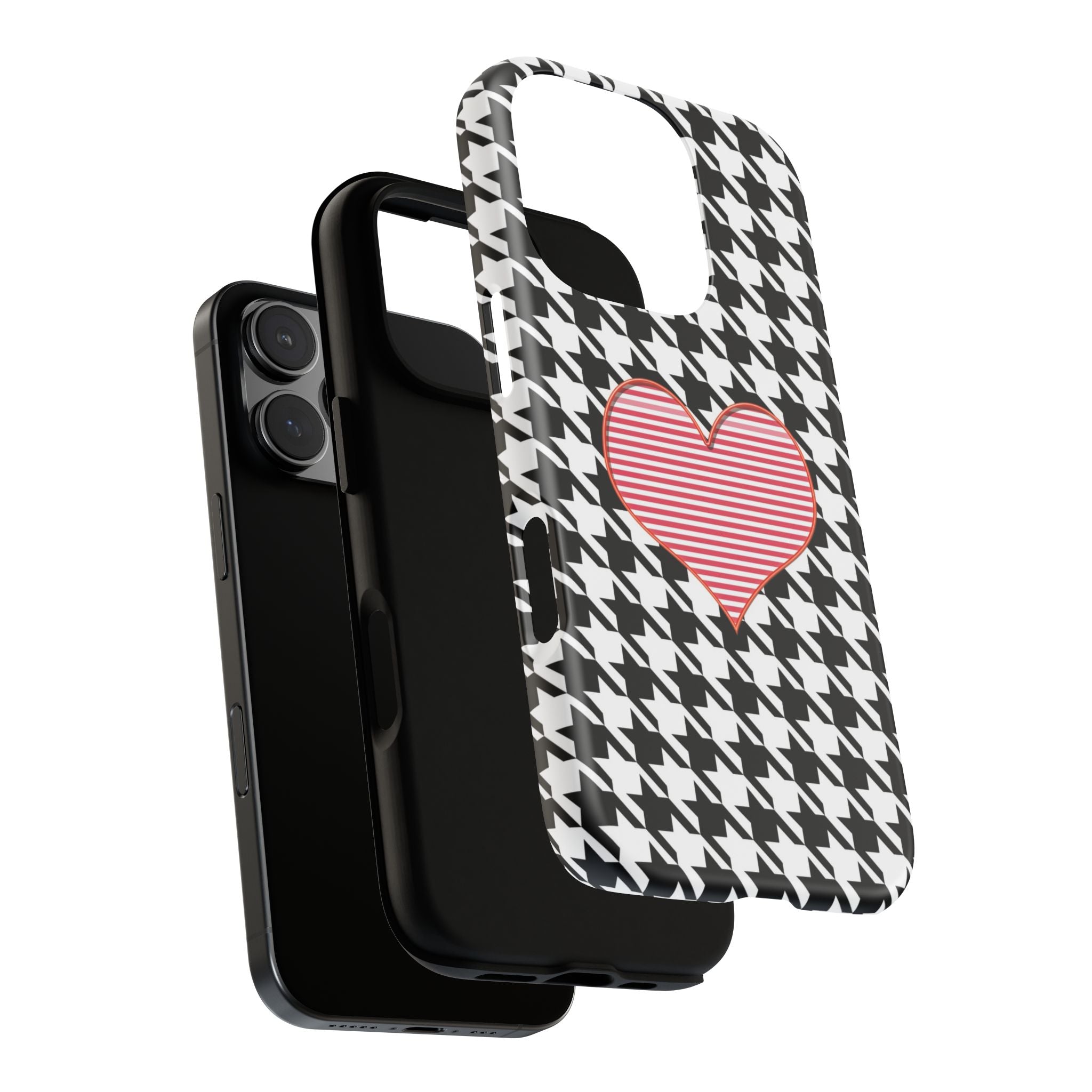 iPhone Case Tough Cases - Houndstooth #101 Pink Heart