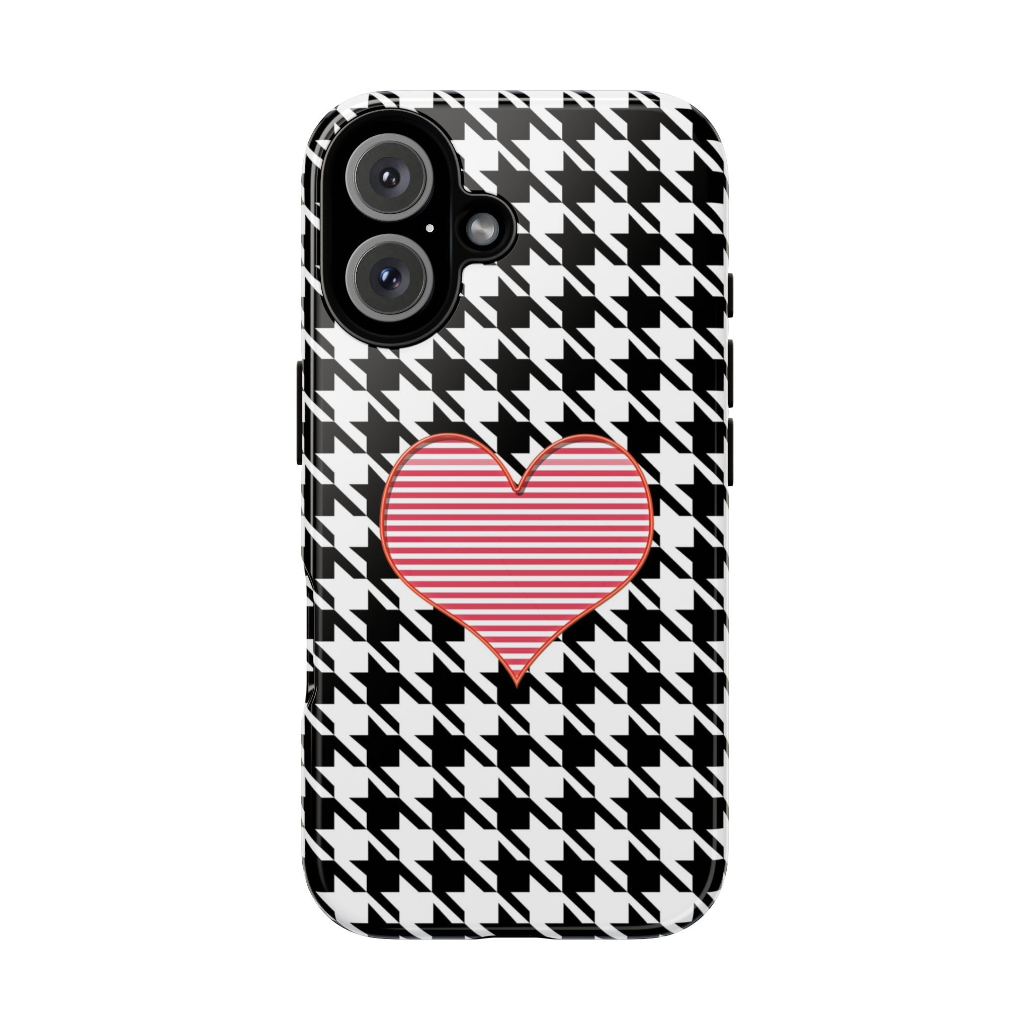 iPhone Case Tough Cases - Houndstooth #101 Pink Heart