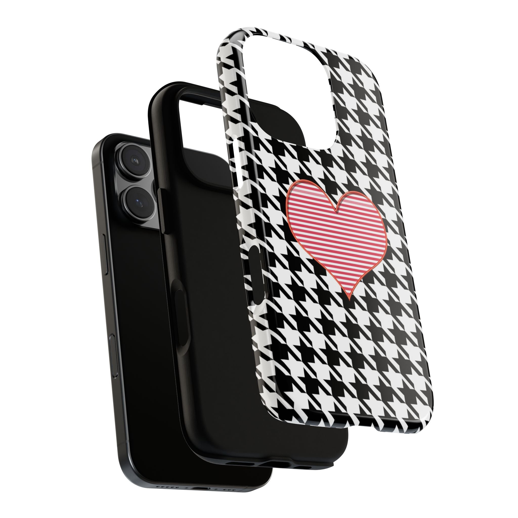 iPhone Case Tough Cases - Houndstooth #101 Pink Heart