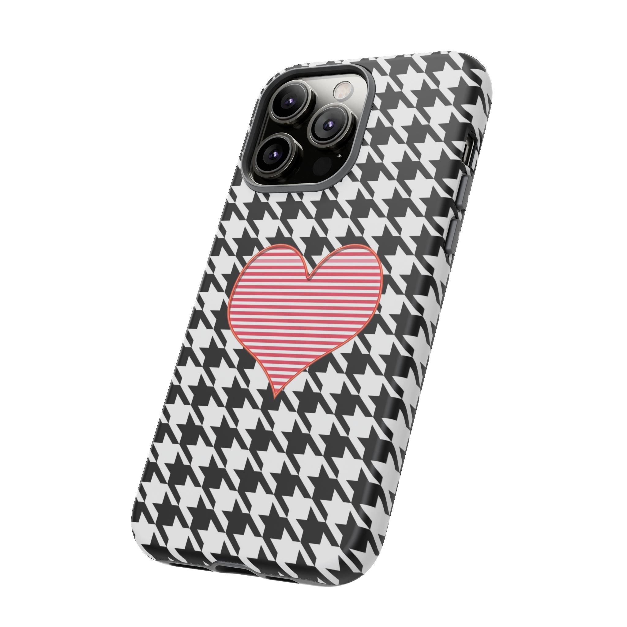 iPhone Case Tough Cases - Houndstooth #101 Pink Heart