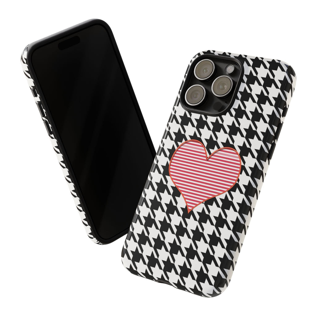 iPhone Case Tough Cases - Houndstooth #101 Pink Heart