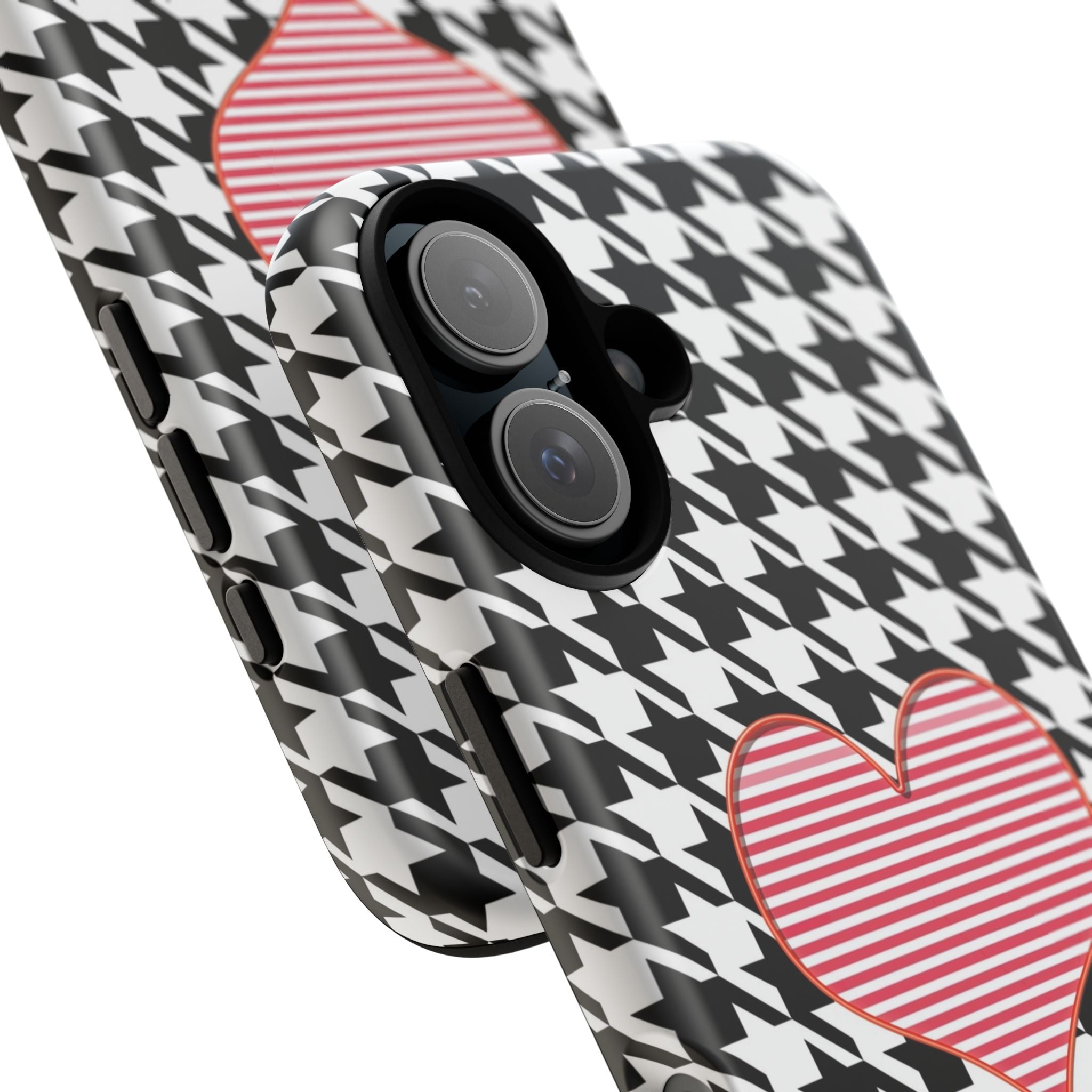 iPhone Case Tough Cases - Houndstooth #101 Pink Heart