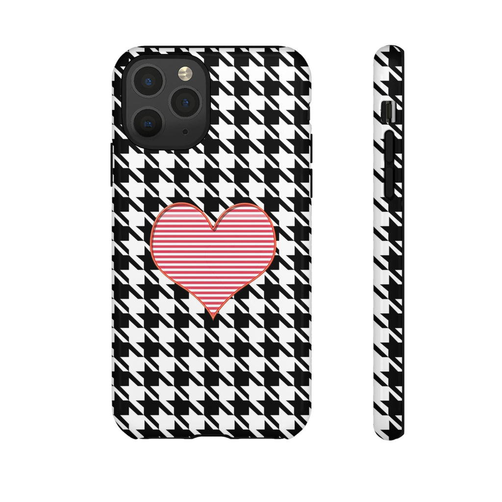 iPhone Case Tough Cases - Houndstooth #101 Pink Heart