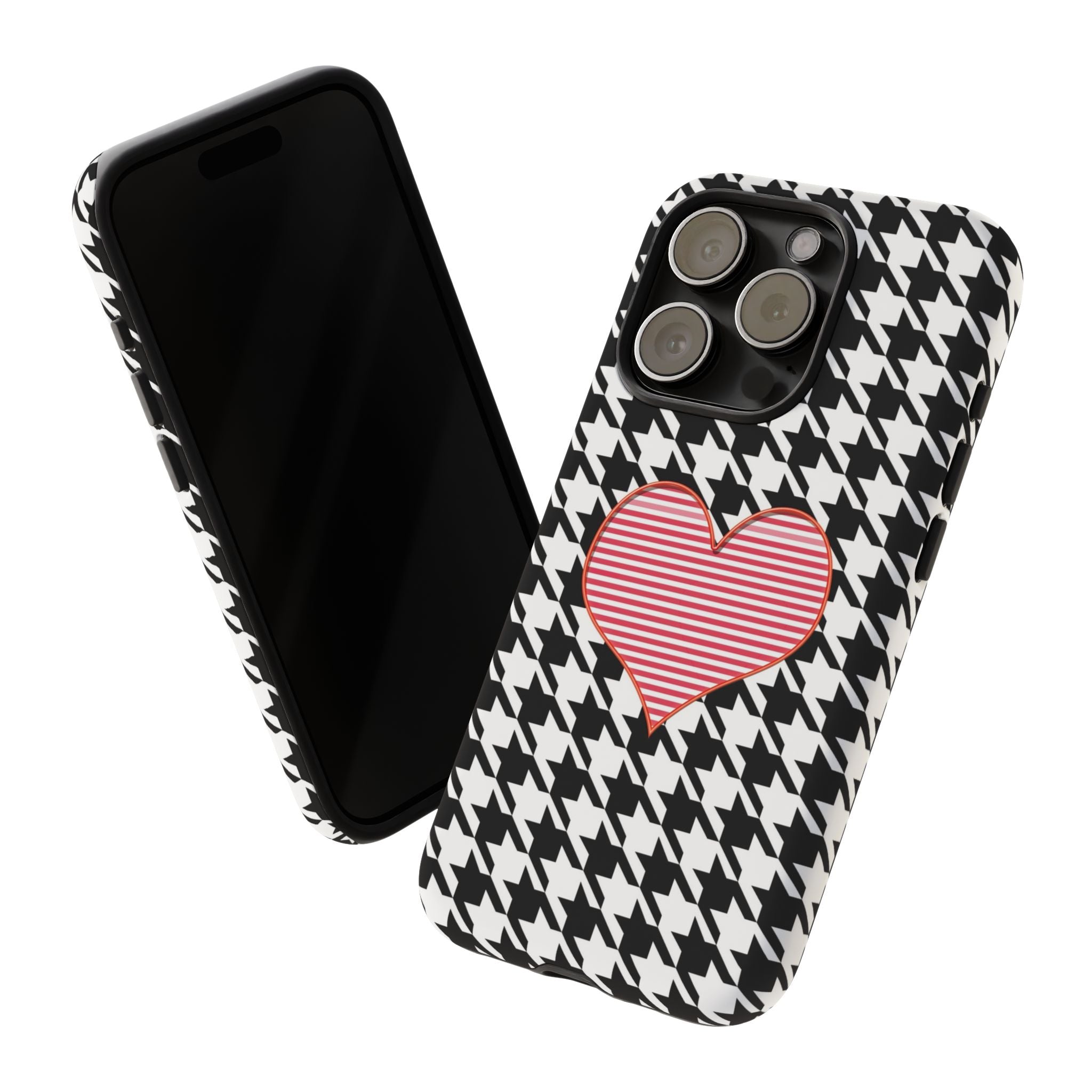 iPhone Case Tough Cases - Houndstooth #101 Pink Heart