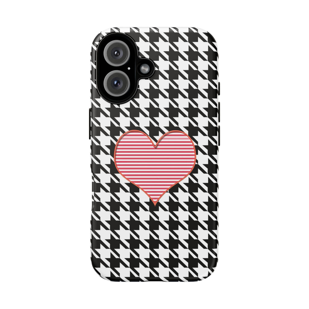 iPhone Case Tough Cases - Houndstooth #101 Pink Heart