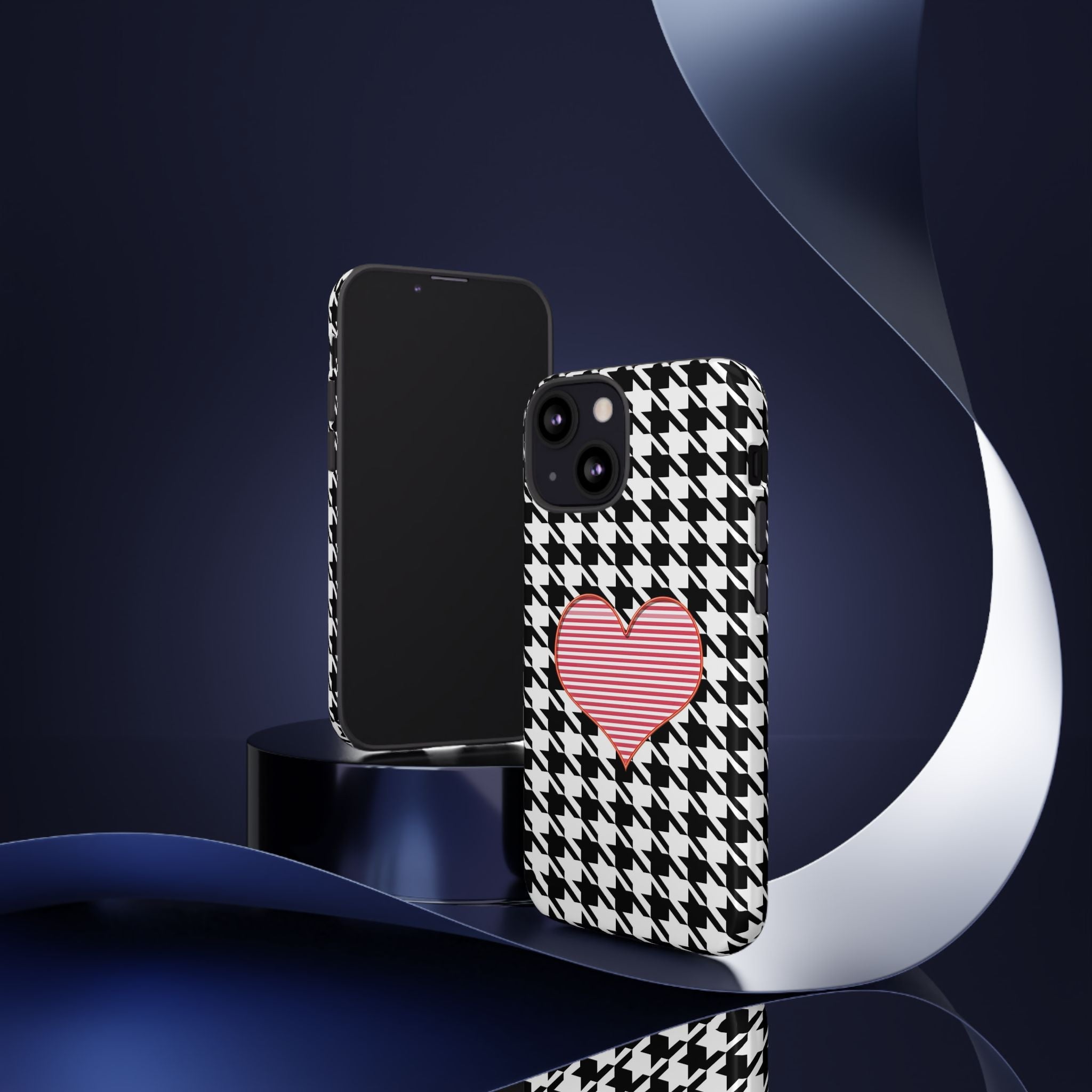 iPhone Case Tough Cases - Houndstooth #101 Pink Heart