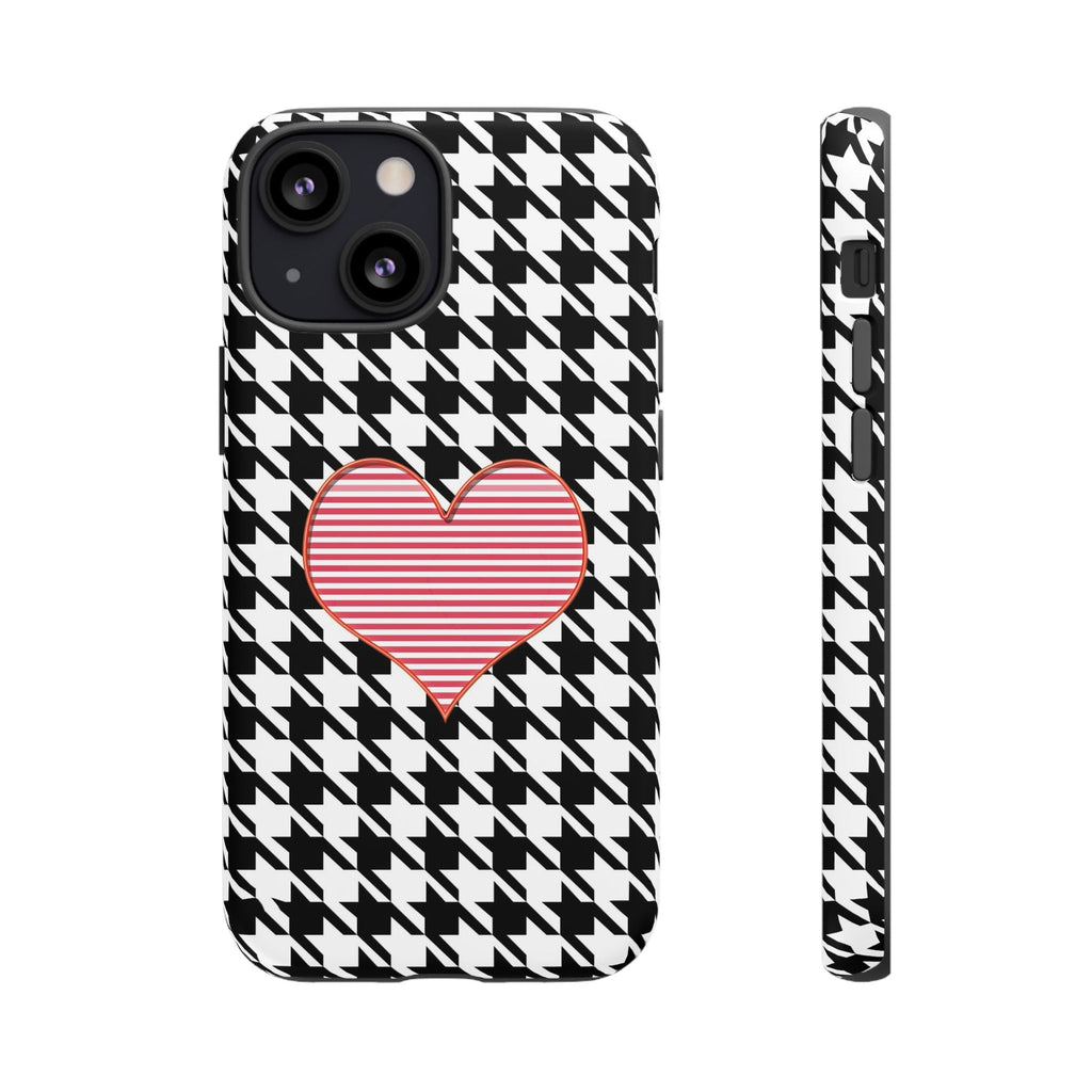 iPhone Case Tough Cases - Houndstooth #101 Pink Heart