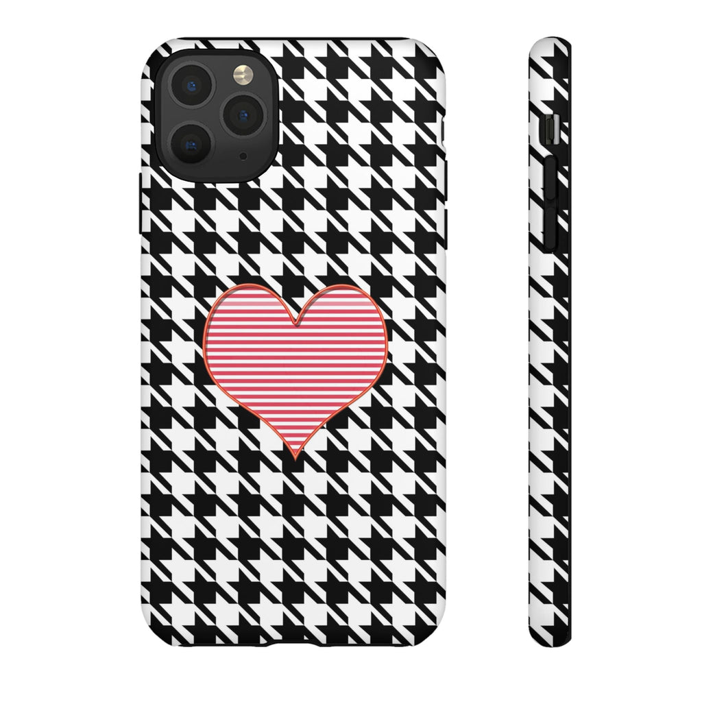 iPhone Case Tough Cases - Houndstooth #101 Pink Heart