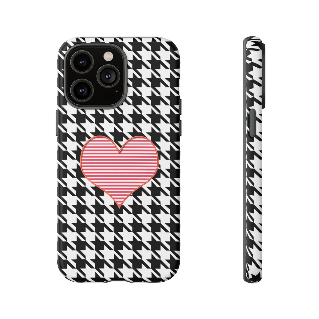 iPhone Case Tough Cases - Houndstooth #101 Pink Heart
