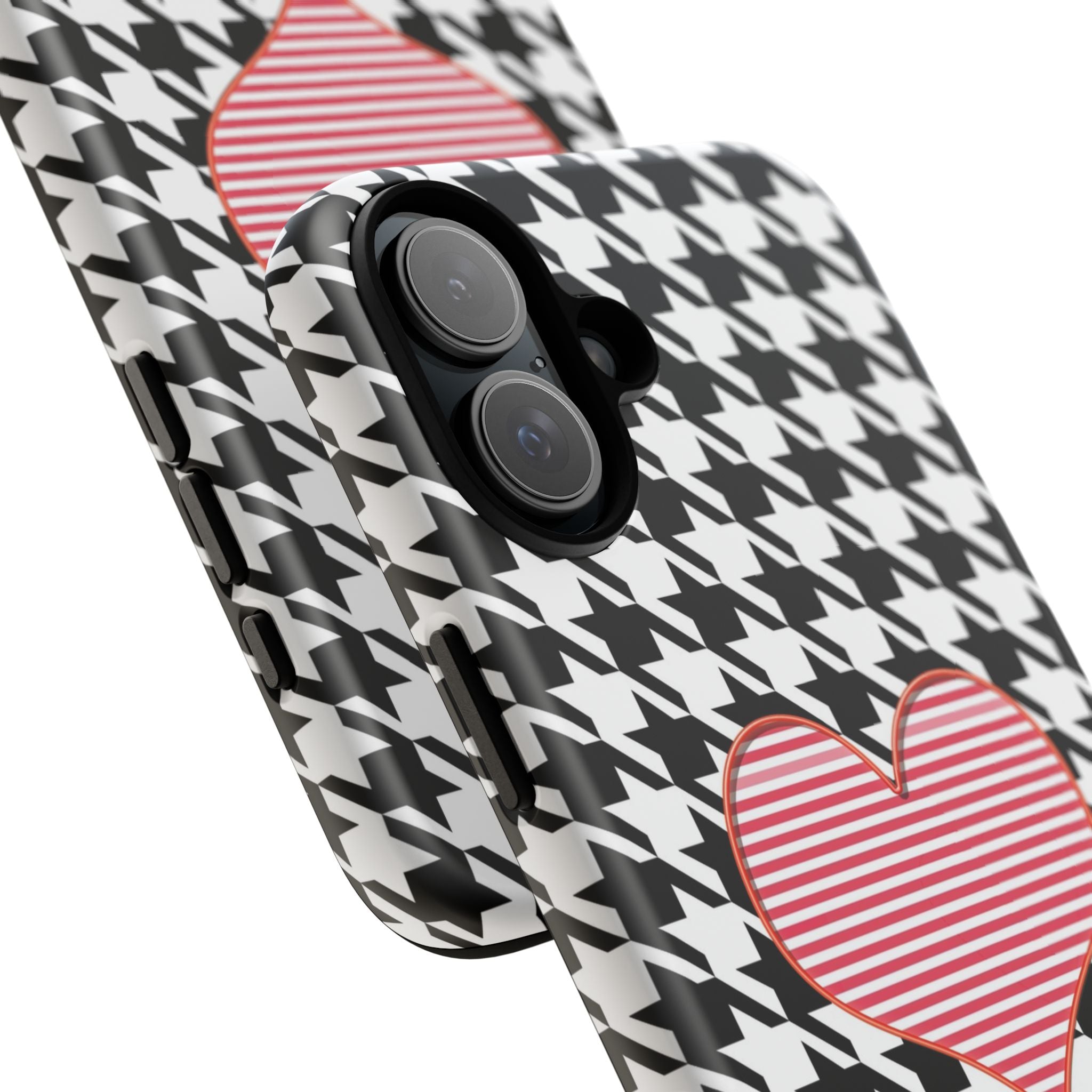 iPhone Case Tough Cases - Houndstooth #101 Pink Heart