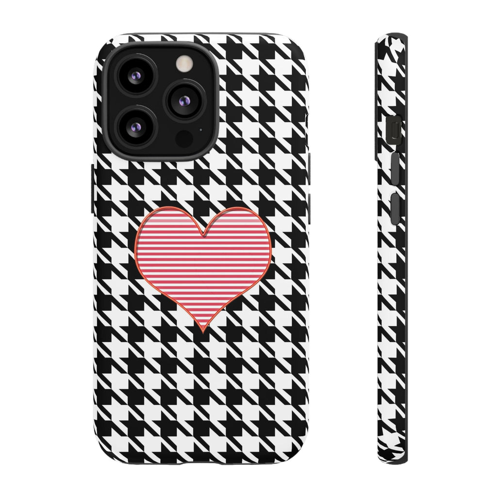iPhone Case Tough Cases - Houndstooth #101 Pink Heart