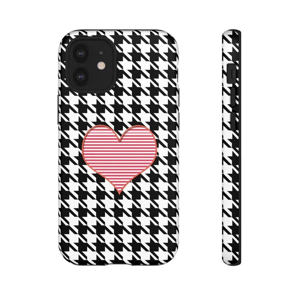 iPhone Case Tough Cases - Houndstooth #101 Pink Heart
