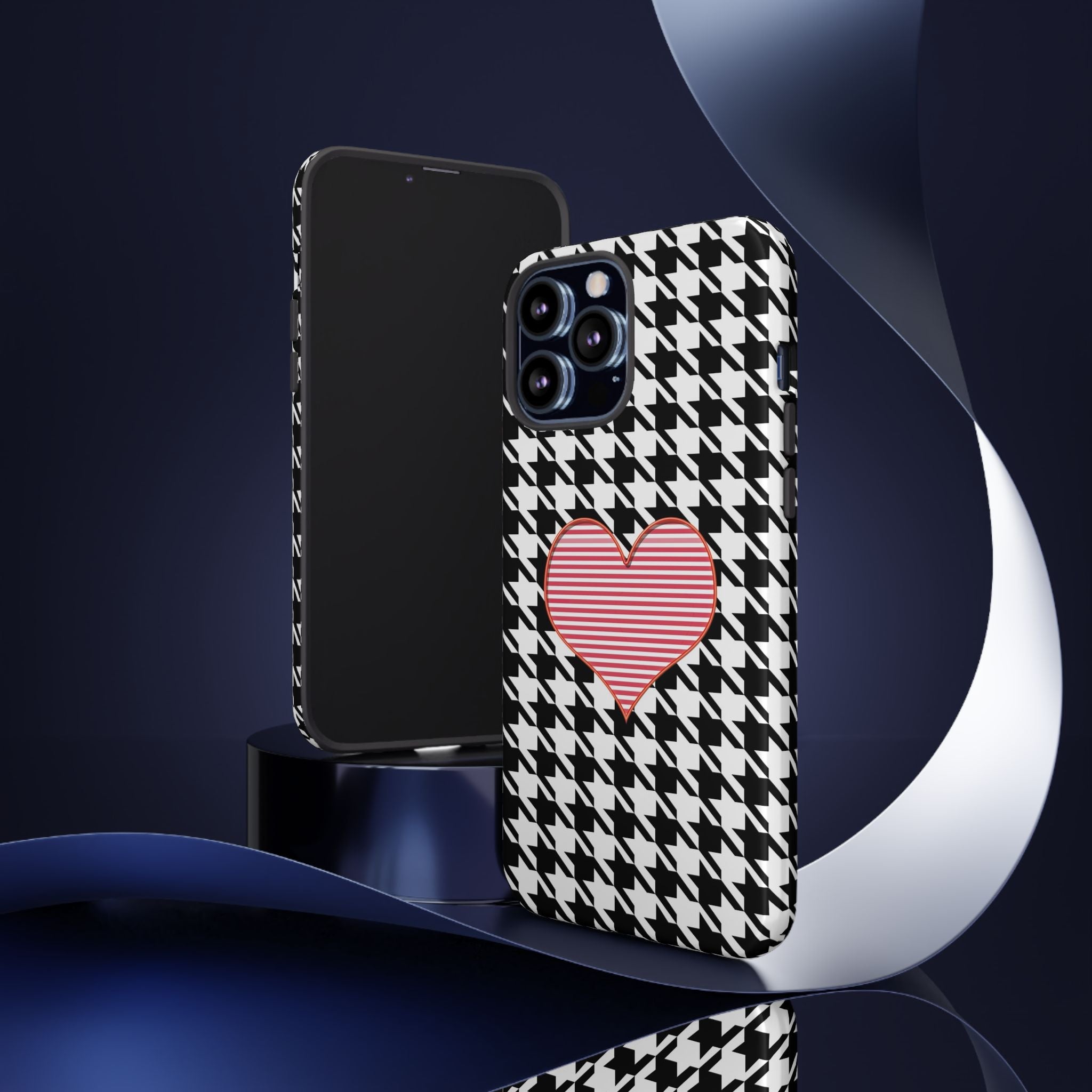 iPhone Case Tough Cases - Houndstooth #101 Pink Heart