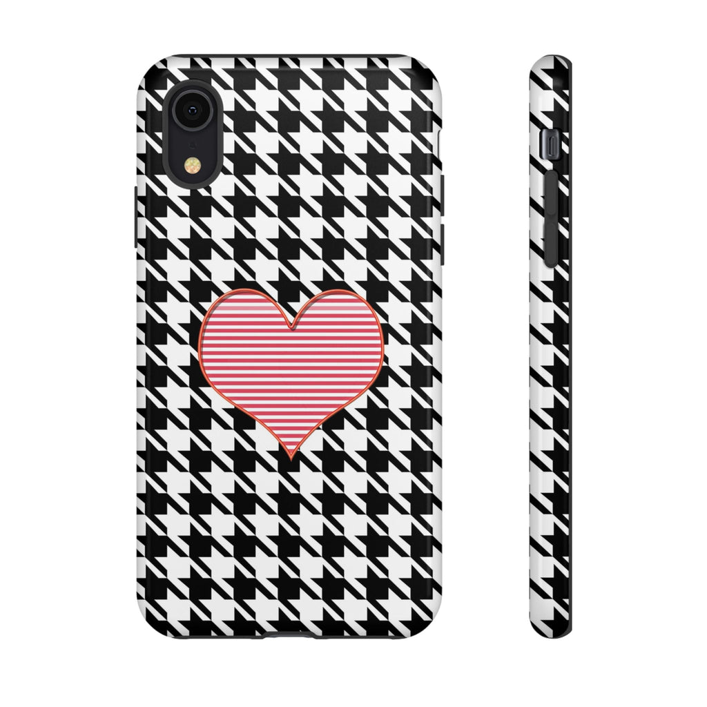 iPhone Case Tough Cases - Houndstooth #101 Pink Heart