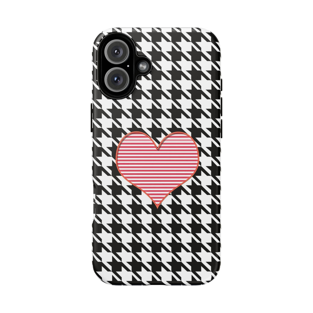 iPhone Case Tough Cases - Houndstooth #101 Pink Heart