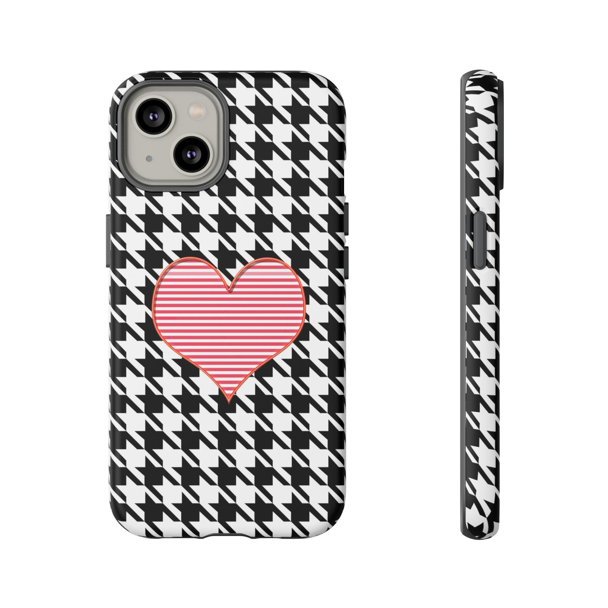 iPhone Case Tough Cases - Houndstooth #101 Pink Heart