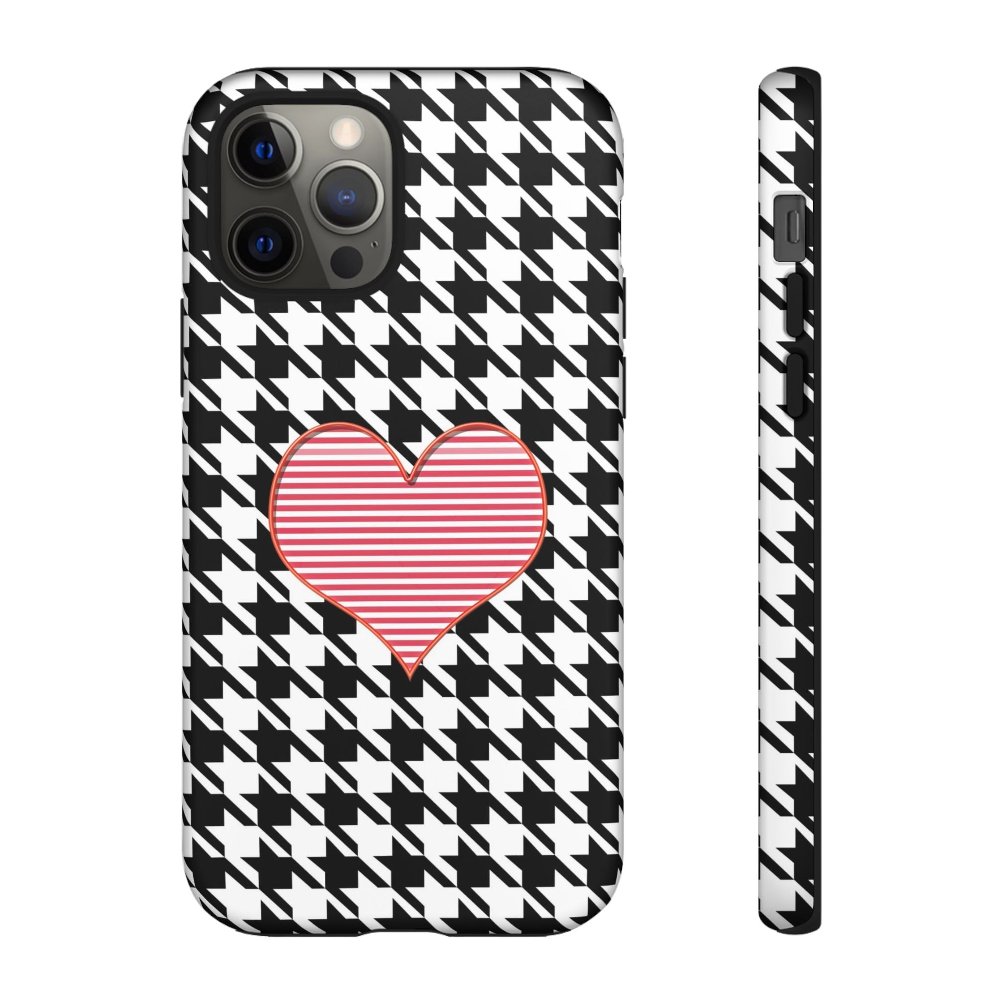 iPhone Case Tough Cases - Houndstooth #101 Pink Heart