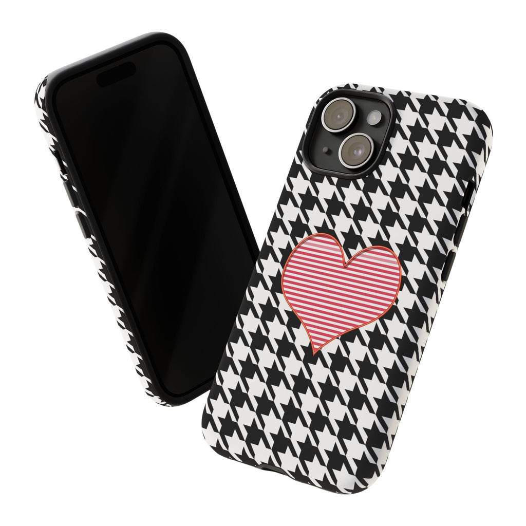 iPhone Case Tough Cases - Houndstooth #101 Pink Heart