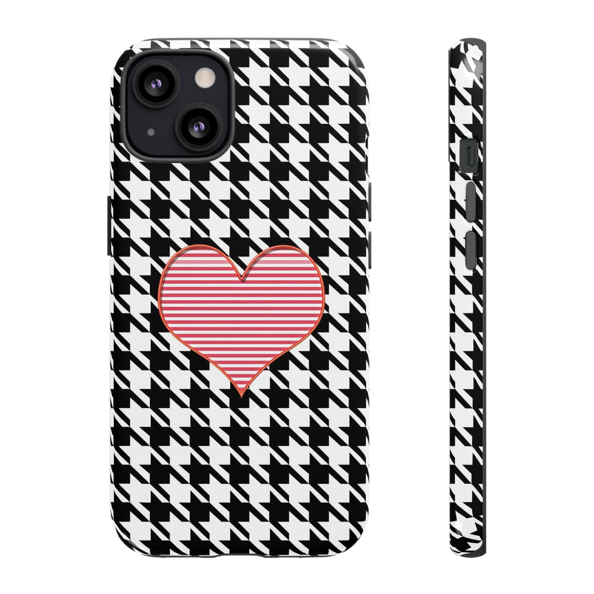 iPhone Case Tough Cases - Houndstooth #101 Pink Heart