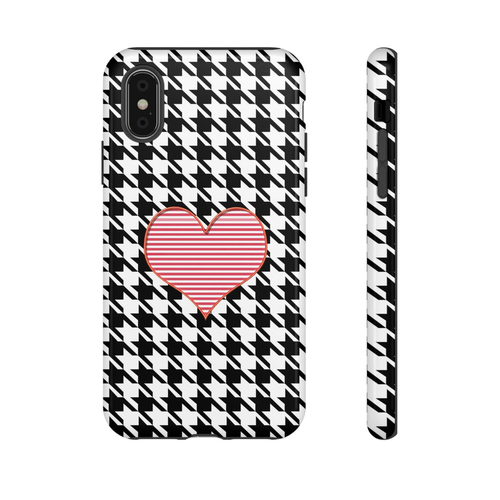 iPhone Case Tough Cases - Houndstooth #101 Pink Heart