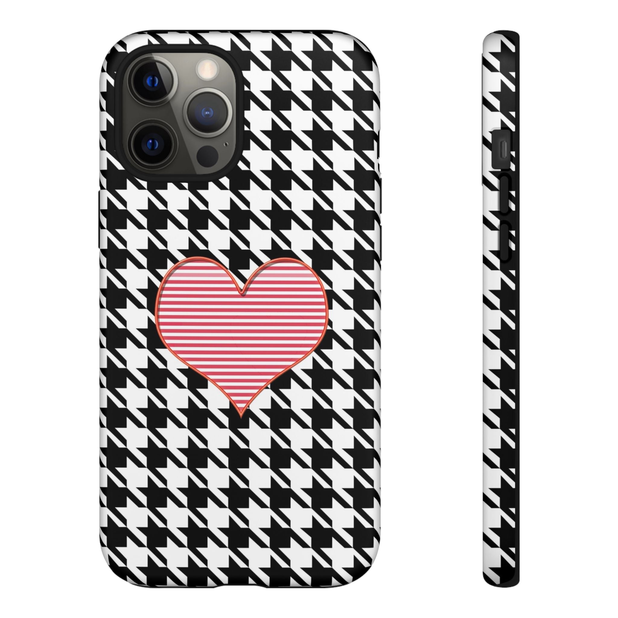 iPhone Case Tough Cases - Houndstooth #101 Pink Heart