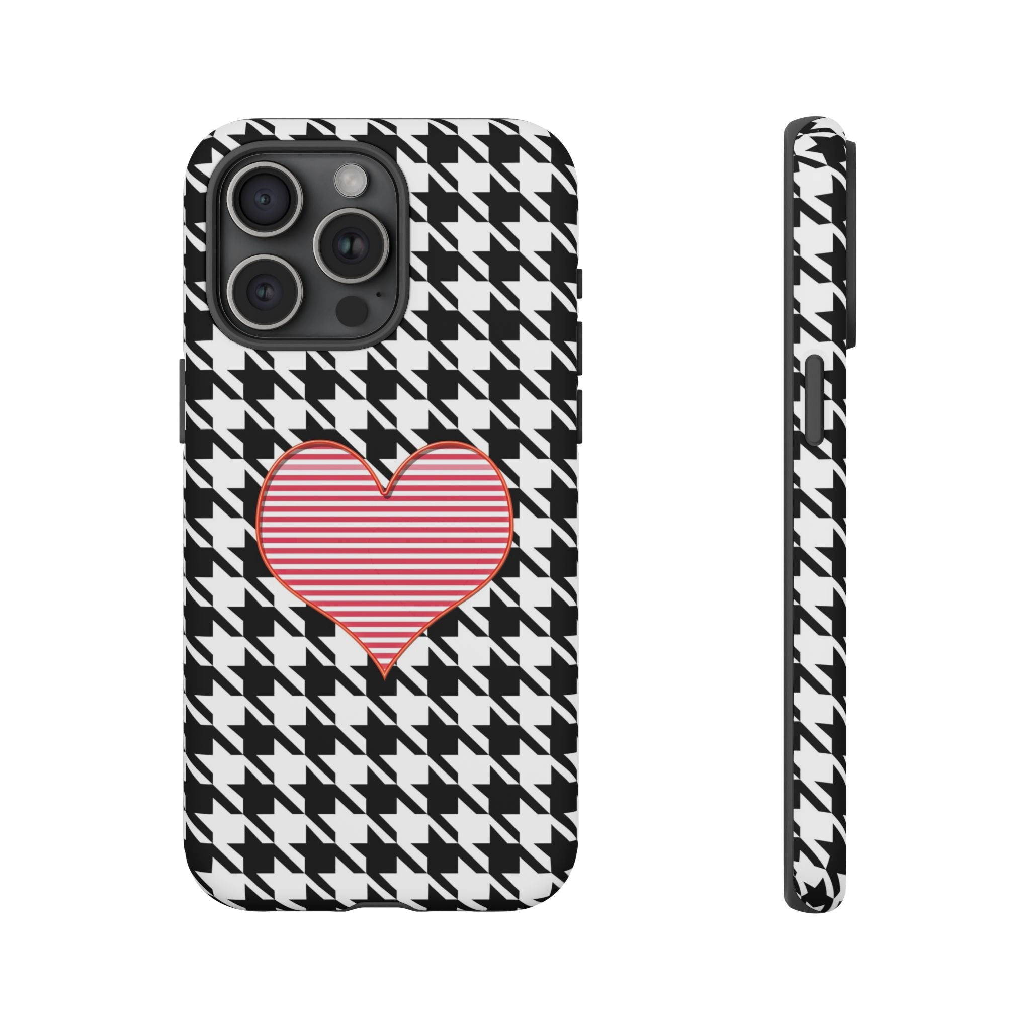 iPhone Case Tough Cases - Houndstooth #101 Pink Heart