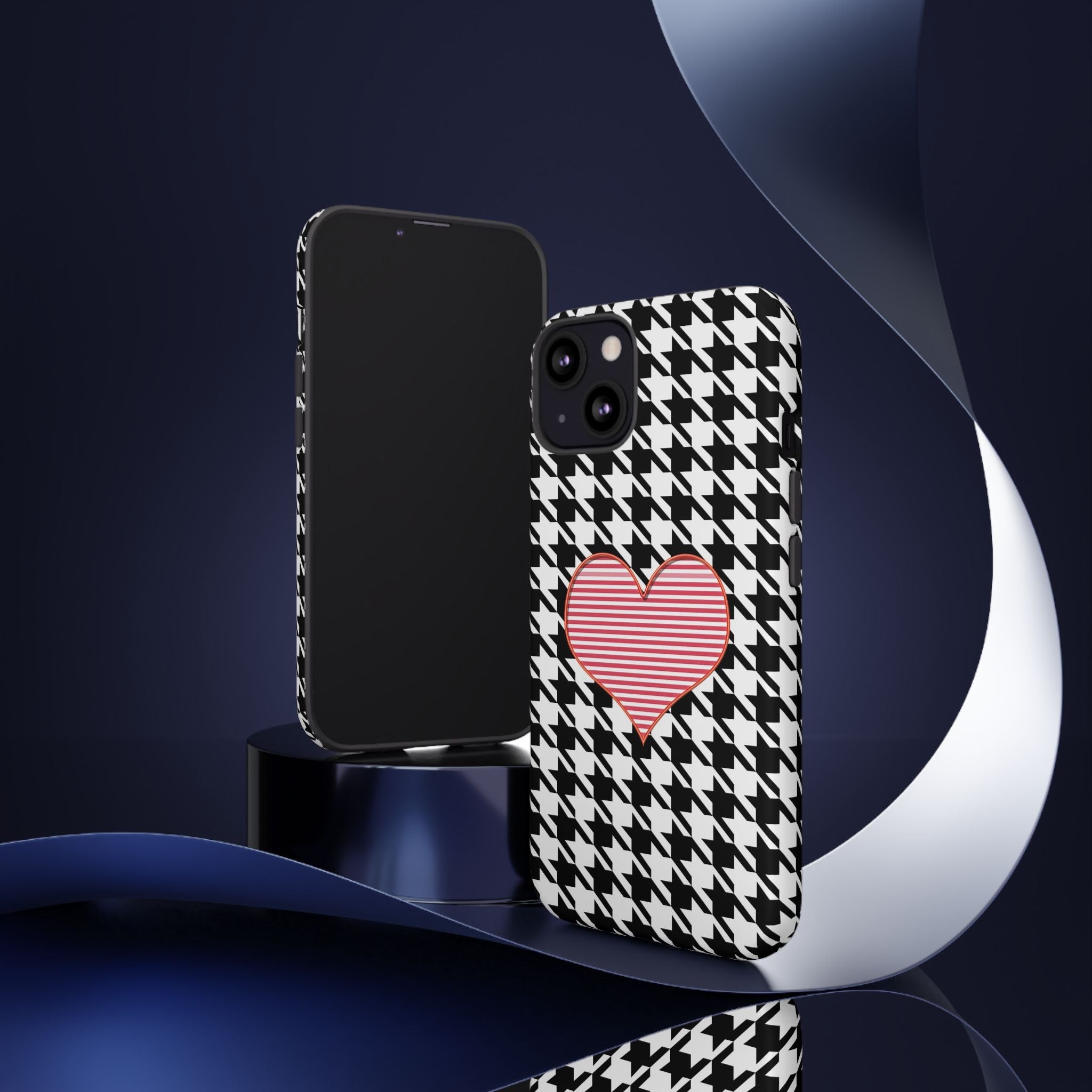 iPhone Case Tough Cases - Houndstooth #101 Pink Heart