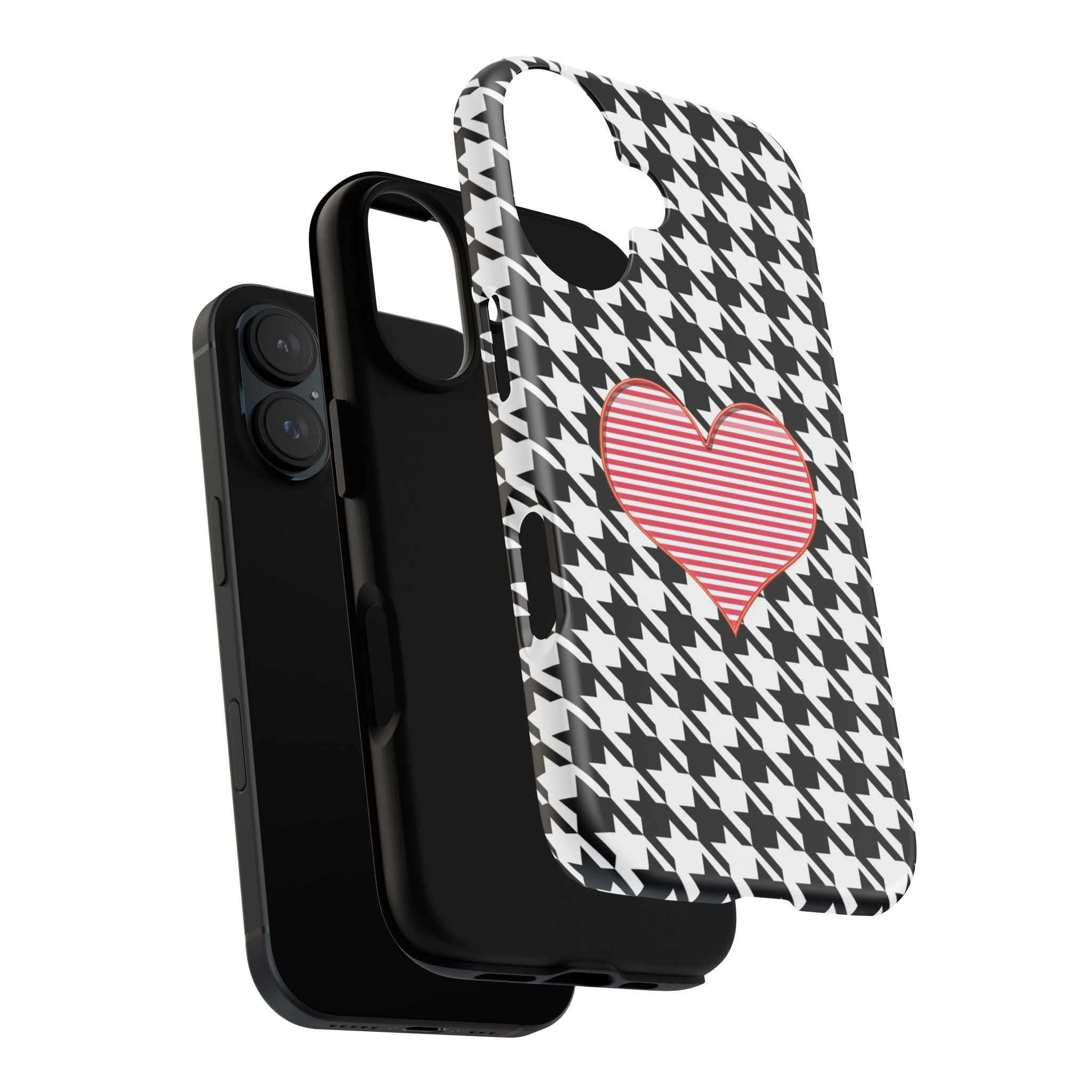 iPhone Case Tough Cases - Houndstooth #101 Pink Heart
