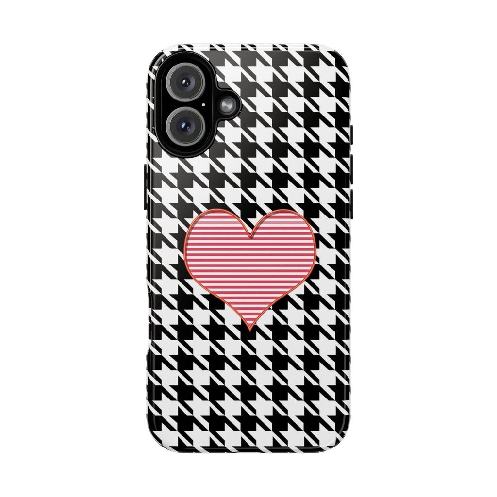 iPhone Case Tough Cases - Houndstooth #101 Pink Heart
