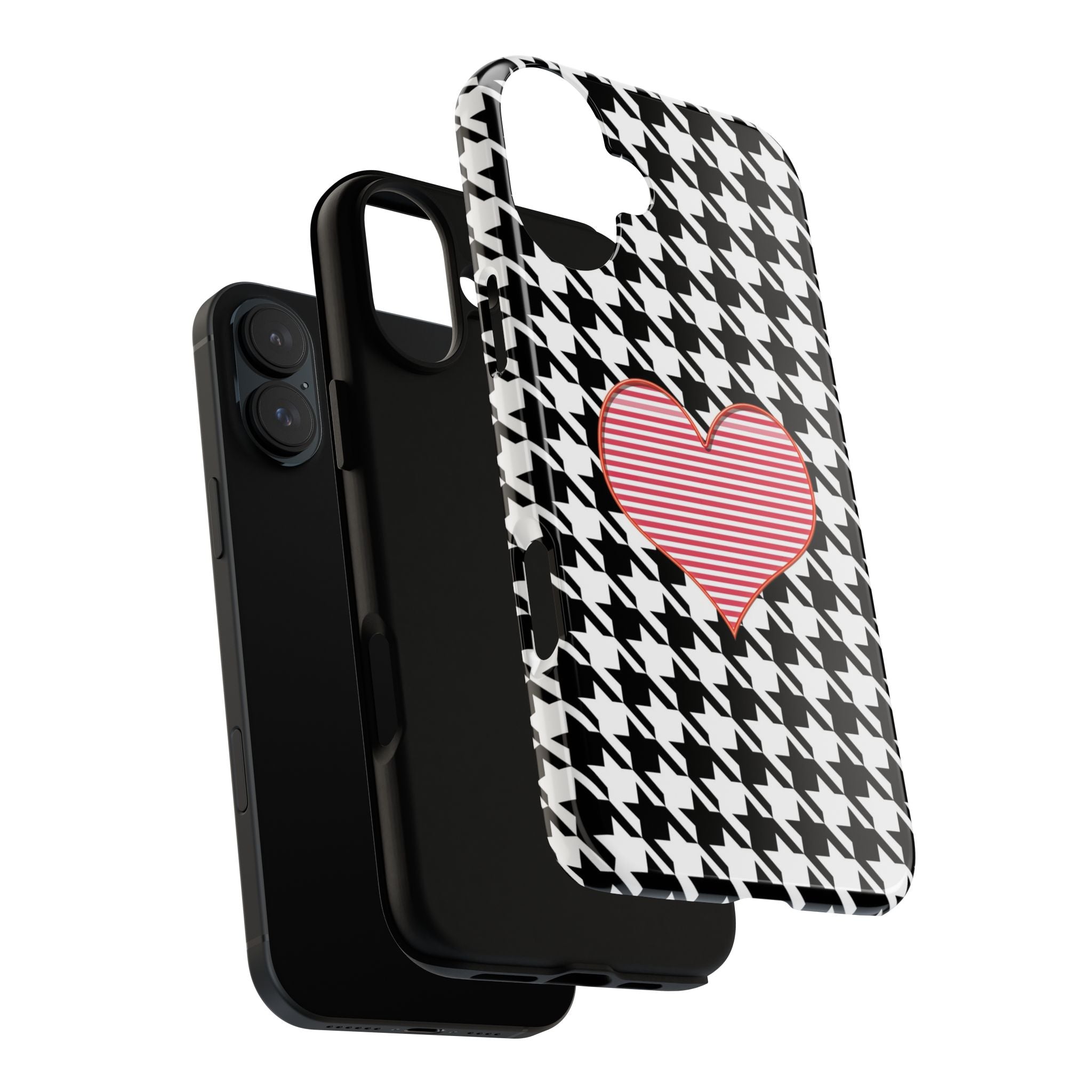 iPhone Case Tough Cases - Houndstooth #101 Pink Heart
