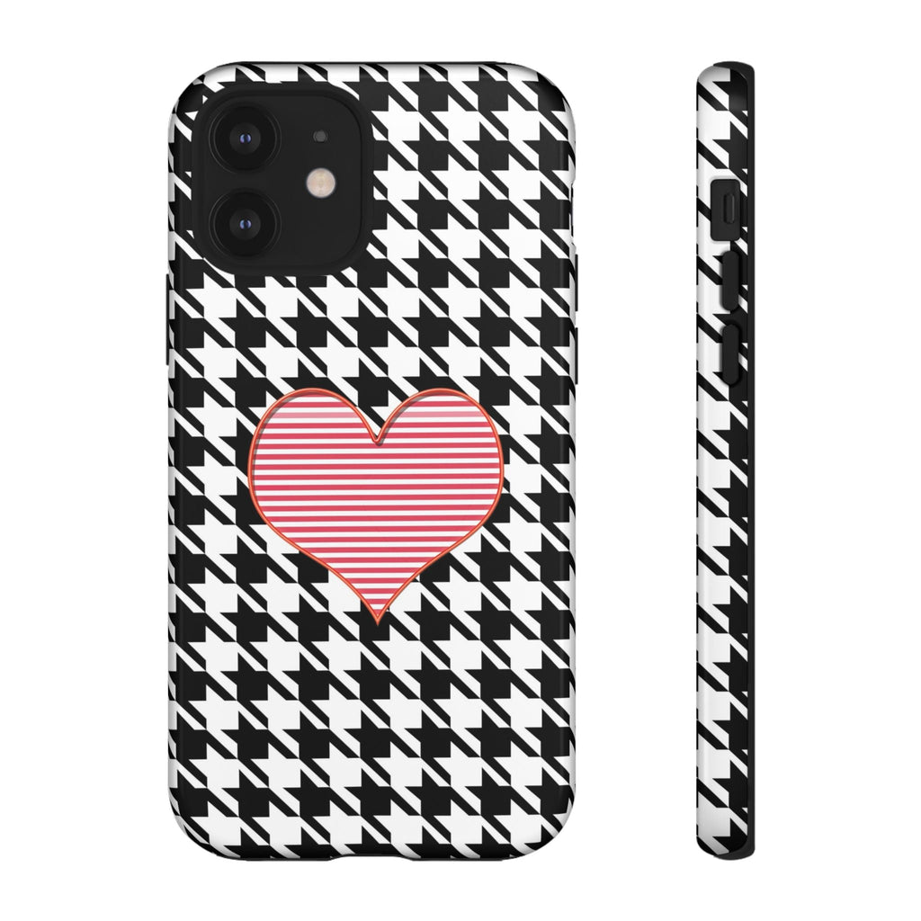 iPhone Case Tough Cases - Houndstooth #101 Pink Heart