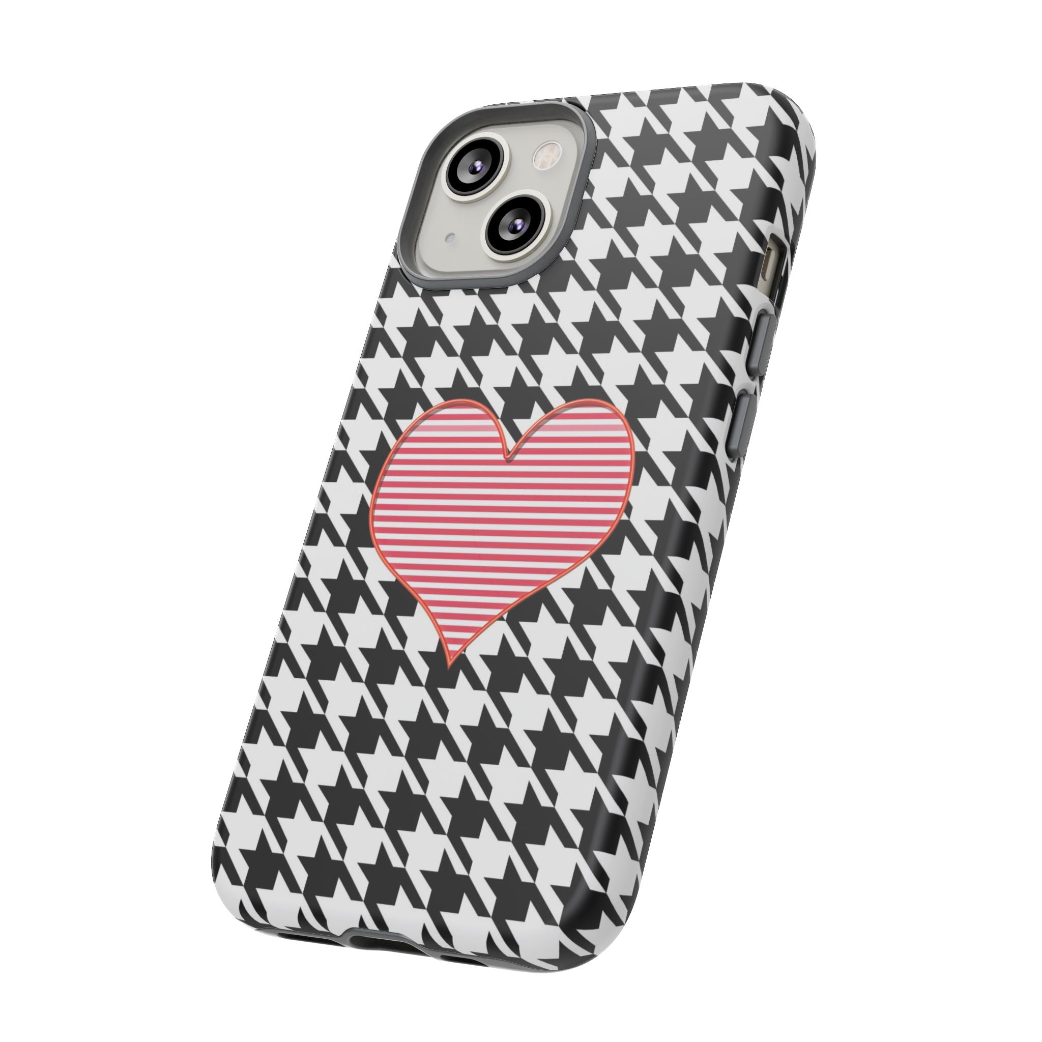 iPhone Case Tough Cases - Houndstooth #101 Pink Heart