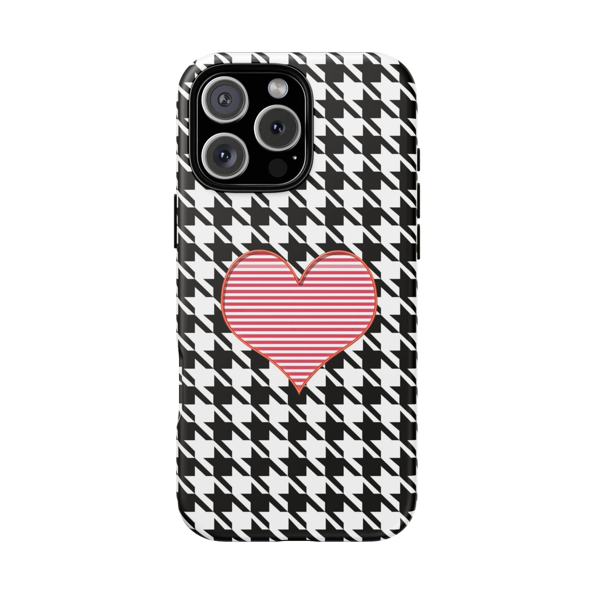 iPhone Case Tough Cases - Houndstooth #101 Pink Heart