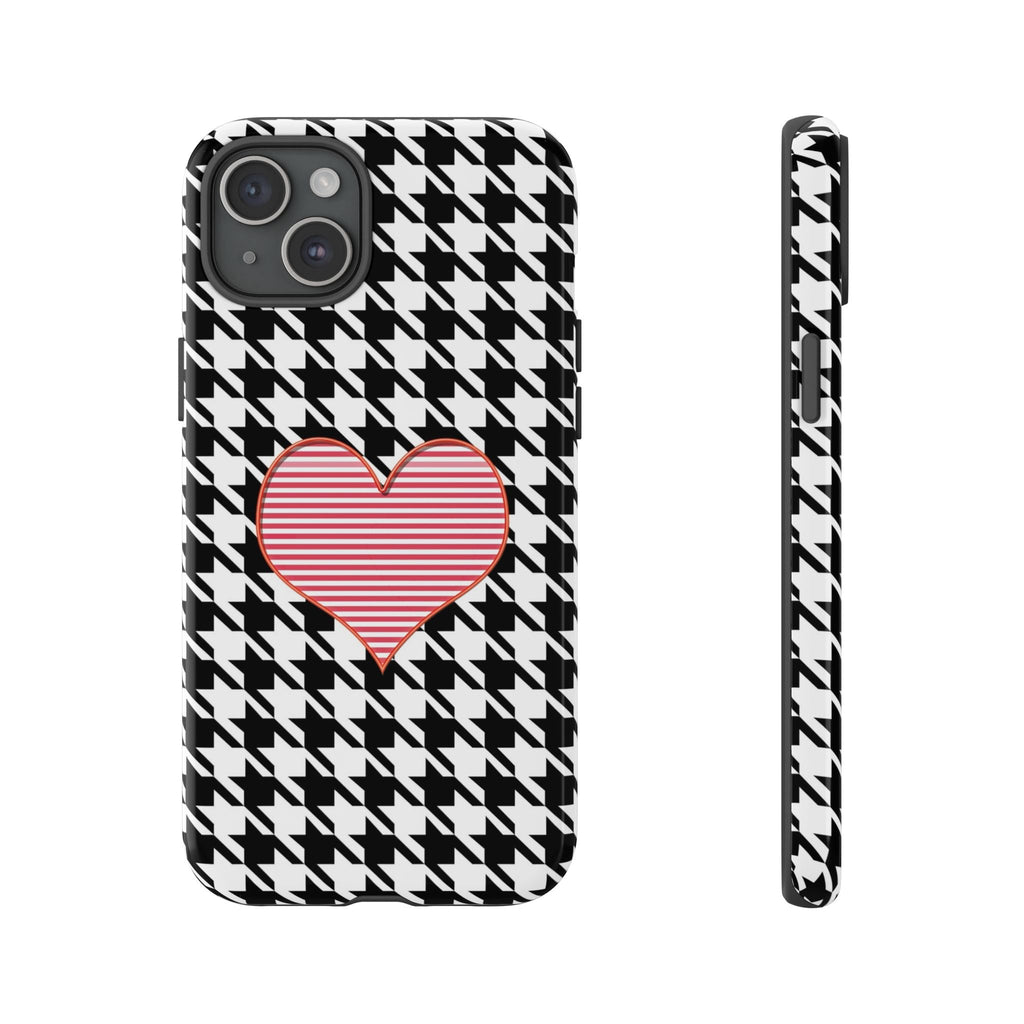 iPhone Case Tough Cases - Houndstooth #101 Pink Heart