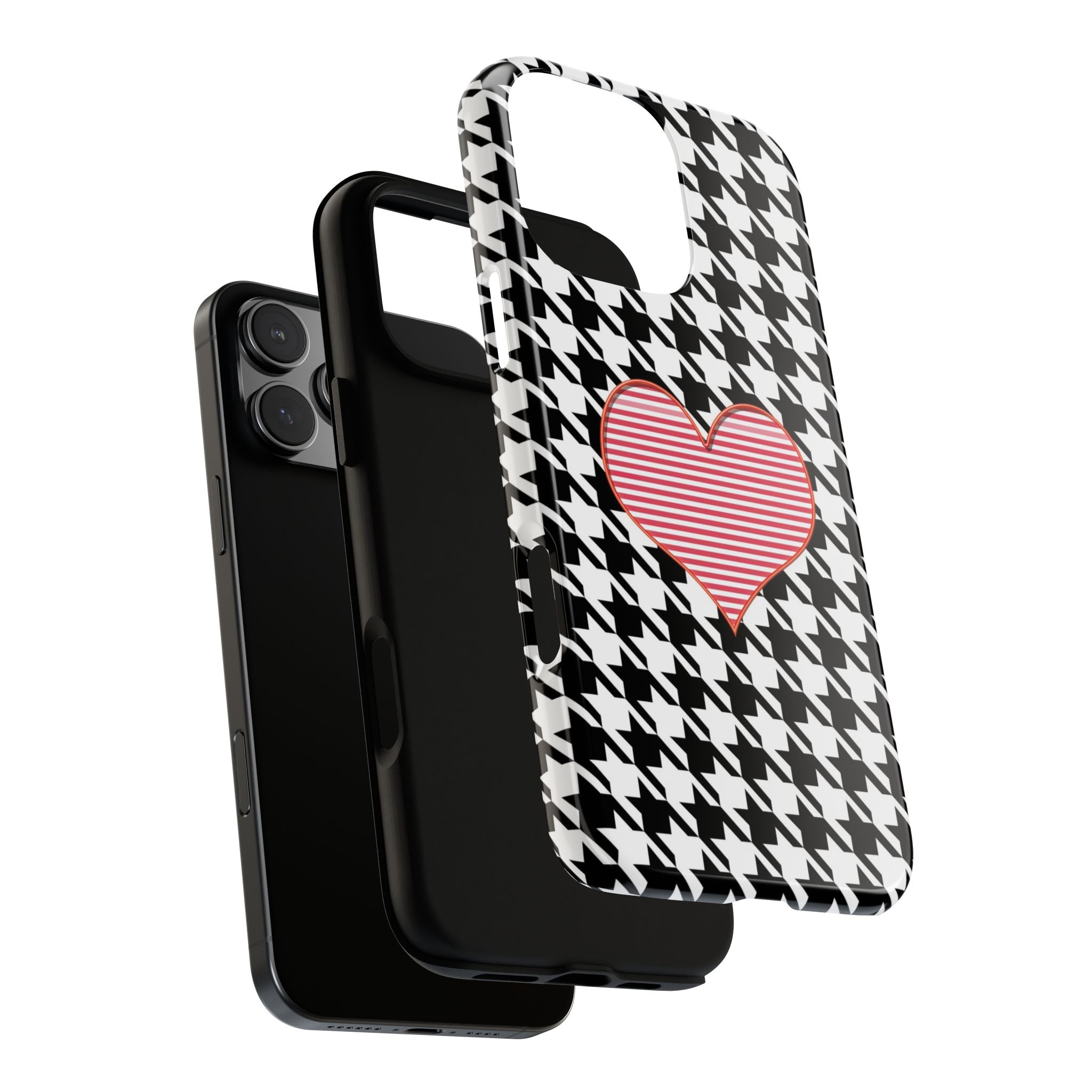 iPhone Case Tough Cases - Houndstooth #101 Pink Heart