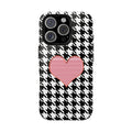 iPhone Case Tough Cases - Houndstooth #101 Pink Heart
