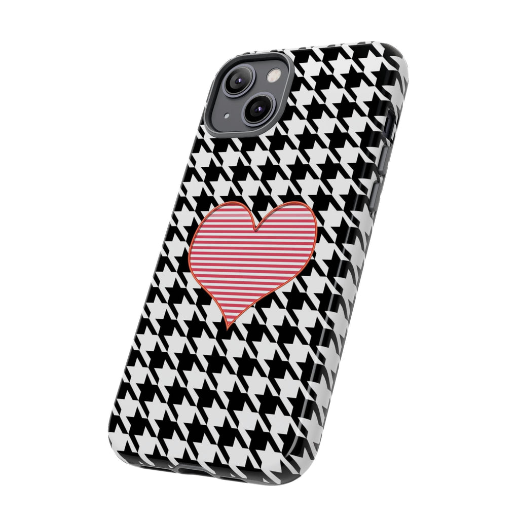 iPhone Case Tough Cases - Houndstooth #101 Pink Heart