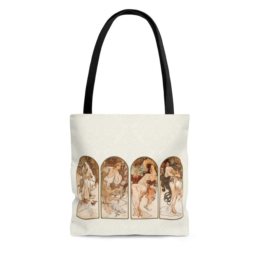 Premium Polyester Tote Bag - Vintage Art #101 The Seasons