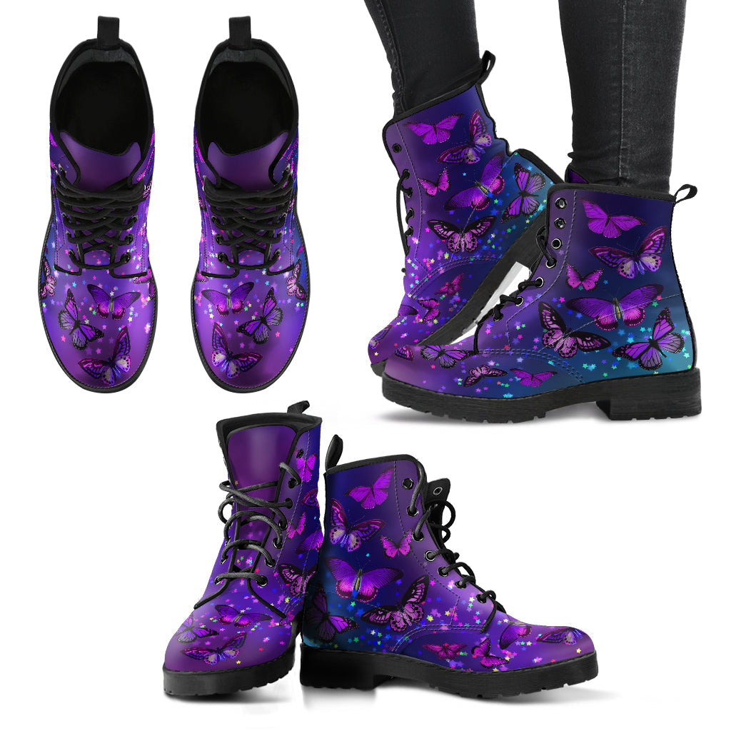 Purple Boots Butterfly Shoes #104 Purple | Combat Boots
