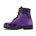 Purple Combat Boots-Gothic Lace Print 112 | Unisex Boots