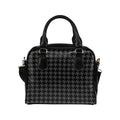 Shoulder Handbag-Classic Black Houndstooth Vegan Leather