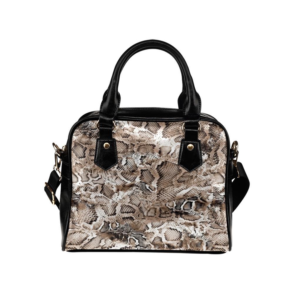 Shoulder Handbag-Snake Skin Print 102 Vegan Leather