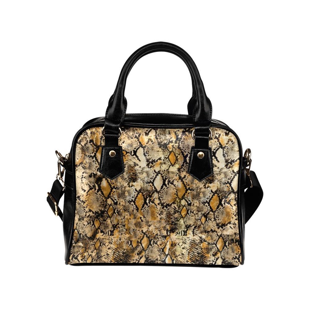 Shoulder Handbag-Snake Skin Print 104 Vegan Leather