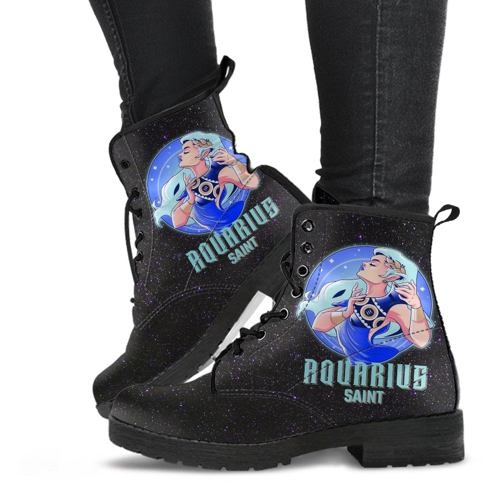 Zodiac Combat Boots - Aquarius #1 | Vegan Leather Lace Up