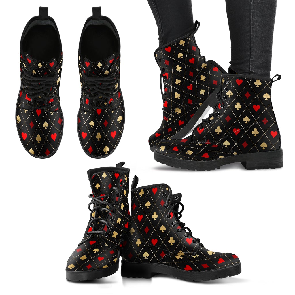 Combat Boots-Aces Design Unisex Boots Custom Shoes Hippie