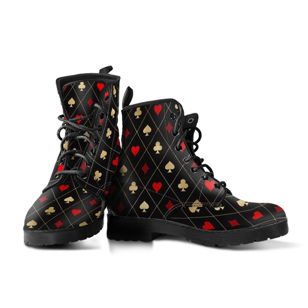 Combat Boots-Aces Design Unisex Boots Custom Shoes Hippie