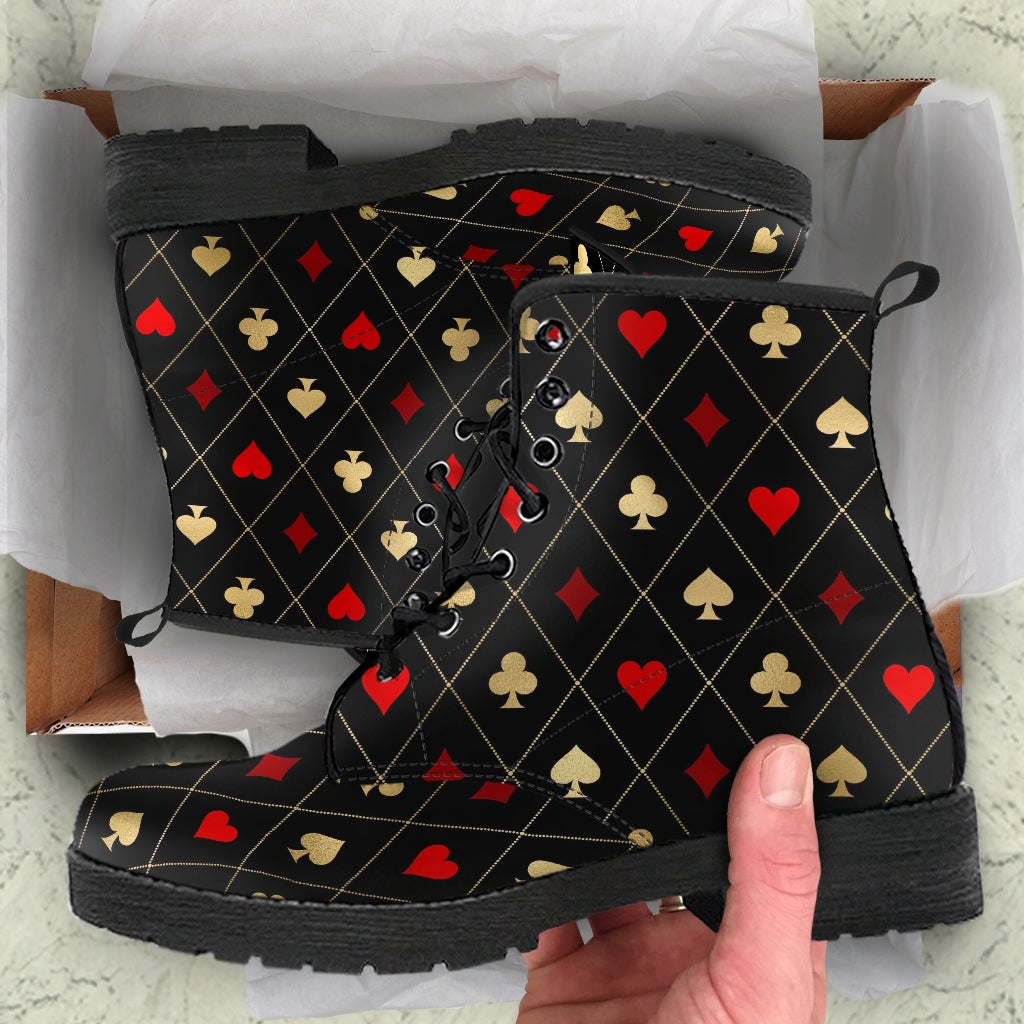 Combat Boots-Aces Design Unisex Boots Custom Shoes Hippie